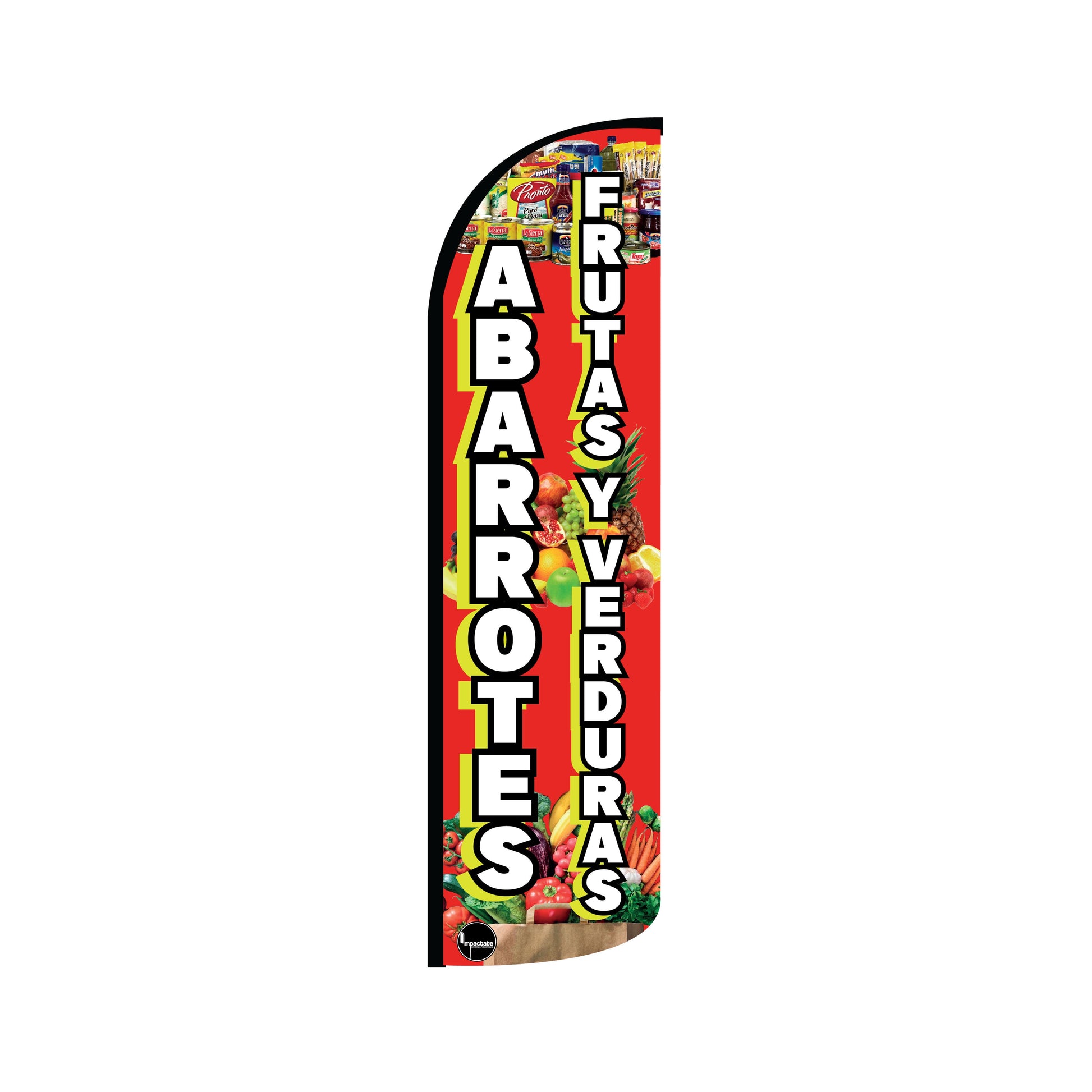 Bandera publicitaría para Abarrotes frutas y verduras (4 mts x 95cm)-Paquete completo-Impactate