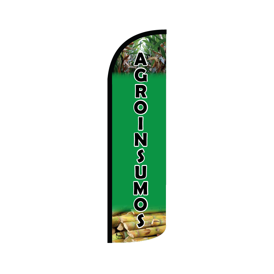 Bandera publicitaría para Agro insumos (4 mts x 95cm)-Paquete completo-Impactate