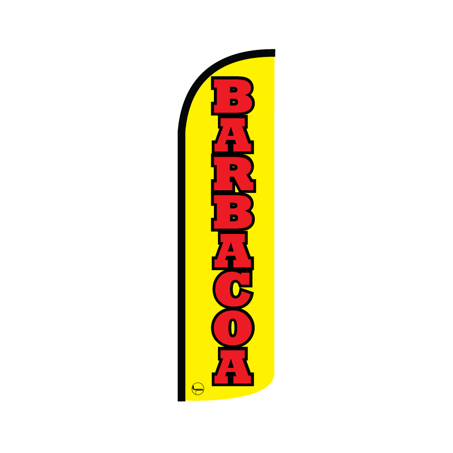 Bandera publicitaría para Barbacoa (4 mts x 95cm)-Paquete completo-Impactate