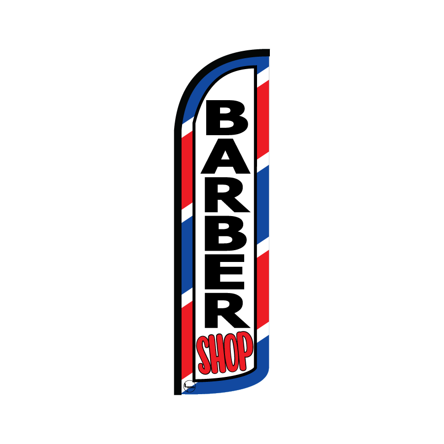 Bandera publicitaría para Barber Shop Clásica (4 mts x 95cm)-Paquete completo-Impactate