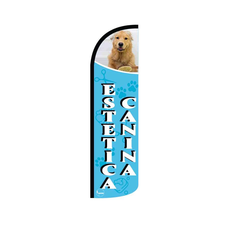 Bandera publicitaría para Estética Canina (4 mts x 95cm)-Paquete completo-Impactate