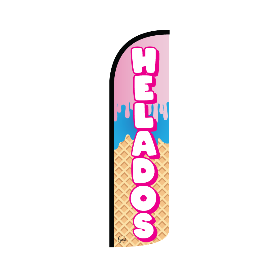 Bandera publicitaría para Helados (4 mts x 95cm)-Paquete completo-Impactate