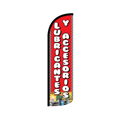 Bandera publicitaría para Lubricantes y Accesorios (4 mts x 95cm)-Paquete completo-Impactate