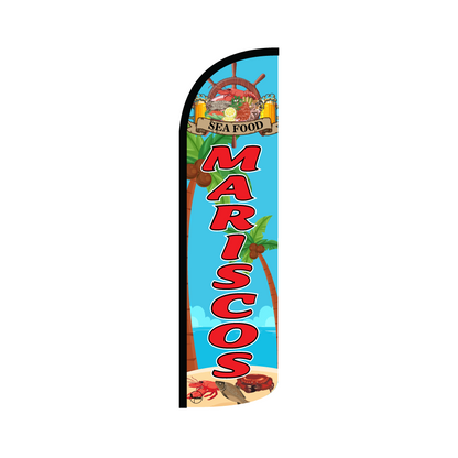 Bandera publicitaría para Mariscos Timón (4 mts x 95cm)-Paquete completo-Impactate