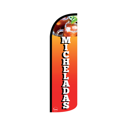 Bandera publicitaría para Micheladas (4 mts x 95cm)-Paquete completo-Impactate