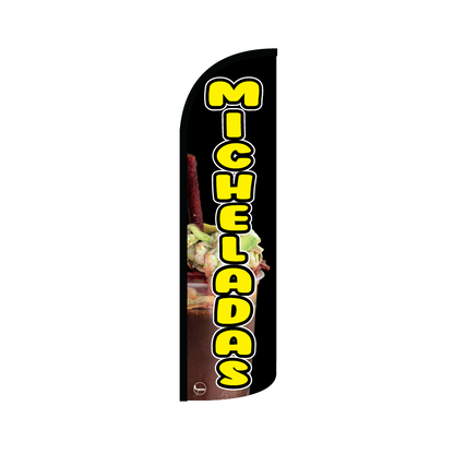 Bandera publicitaría para Micheladas Negra (4 mts x 95cm)-Paquete completo-Impactate