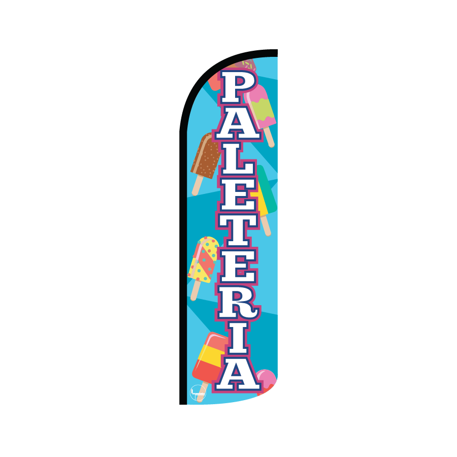 Bandera publicitaría para Paletería (4 mts x 95cm)-Paquete completo-Impactate