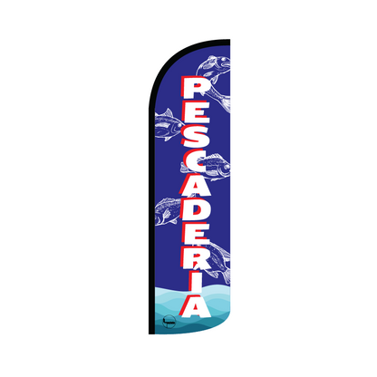 Bandera publicitaría para Pescadería (4 mts x 95cm)-Paquete completo-Impactate