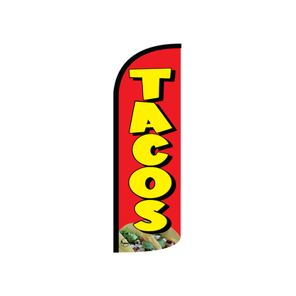 Bandera publicitaría para Tacos (2.55 mts x 60 cm)-Paquete completo-Impactate