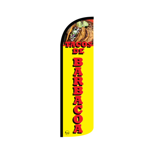 Bandera publicitaría para Tacos de Barbacoa (4 mts x 95cm)-Paquete completo-Impactate