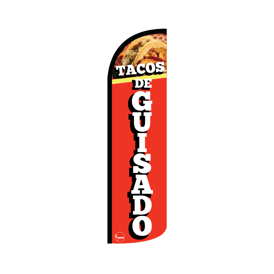 Bandera publicitaría para Tacos de Guisado (4 mts x 95cm)-Paquete completo-Impactate