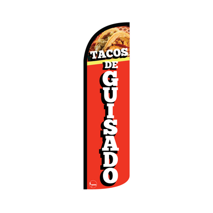 Bandera publicitaría para Tacos de Guisado (4 mts x 95cm)-Paquete completo-Impactate