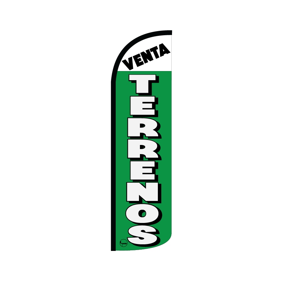 Bandera publicitaría para Venta de Terrenos (4 mts x 95cm)-Paquete completo-Impactate