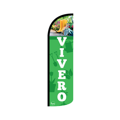 Bandera publicitaría para Vivero (4 mts x 95cm)-Paquete completo-Impactate